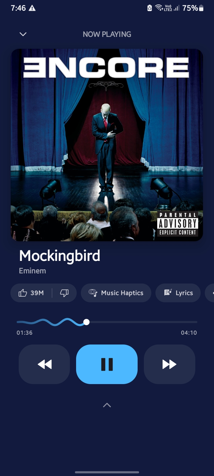 Zinc Music Player screen